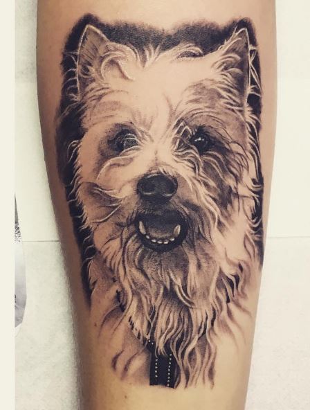 Nice Dog Tattoos Design On Legs