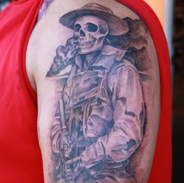 Nice Skull Marine Corps Tattoos Design