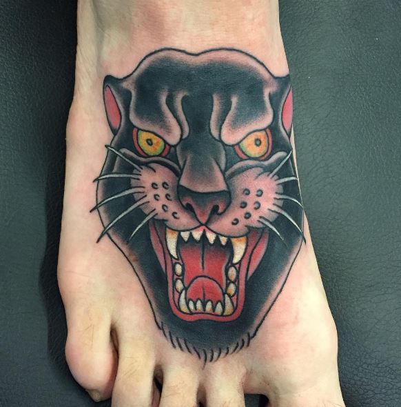Panther Tattoo On Foot