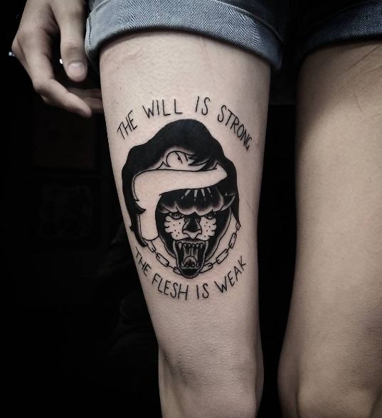 Panther Tattoo On Leg 3