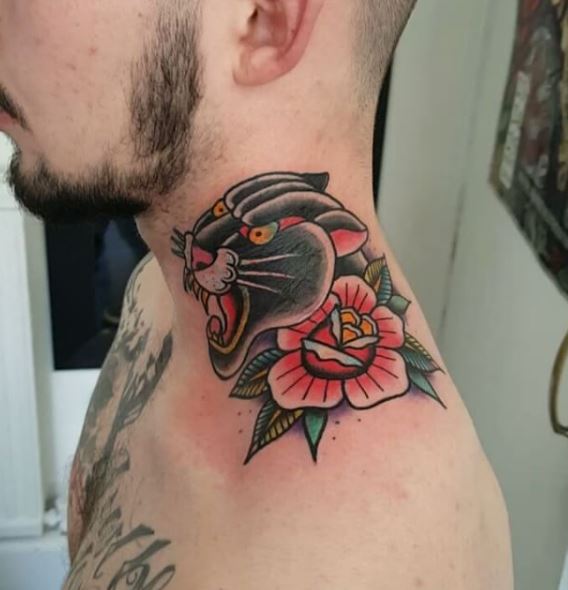 Panther Tattoo On Neck 1
