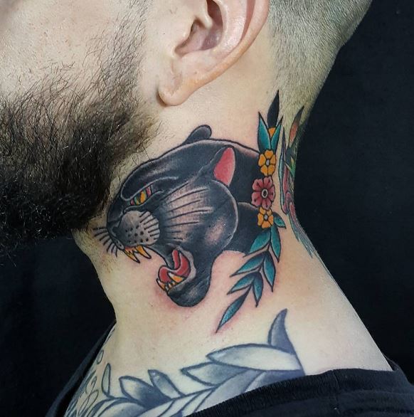 Panther Tattoo On Neck