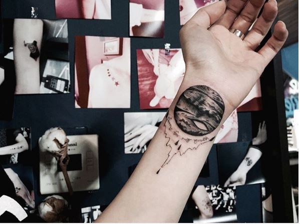Planet Tattoos Design On Wrist