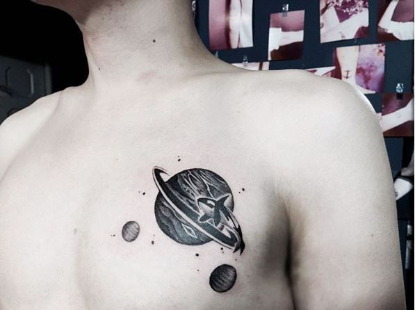 Planet Tattoos Design On Chest