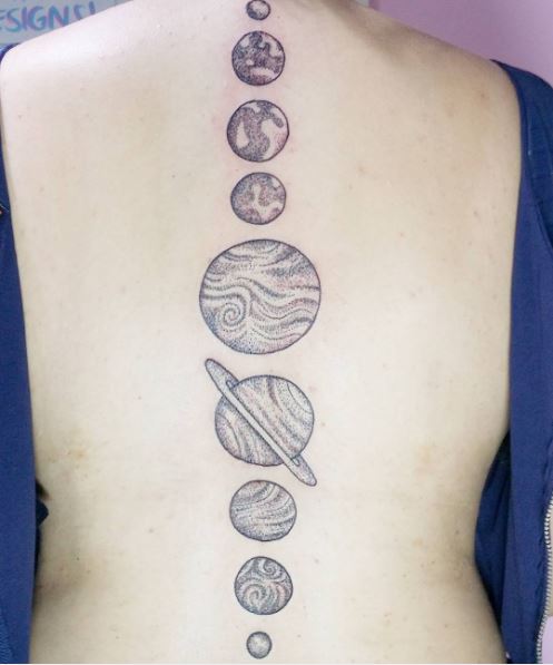 Planet Tattoos Design On Full Back Side