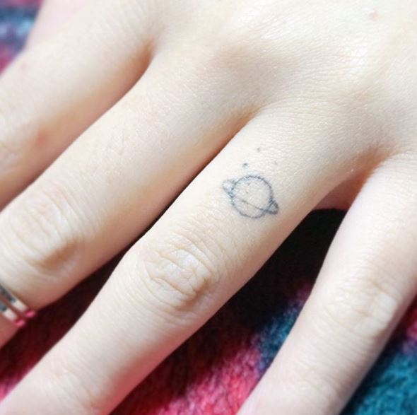 Planet Tattoos Design On Wedding Fingers