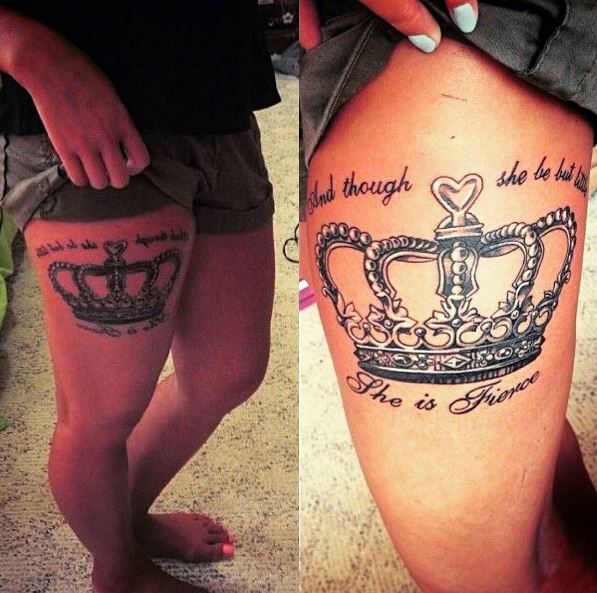 Queen Crown Tattoos Design On Thigh