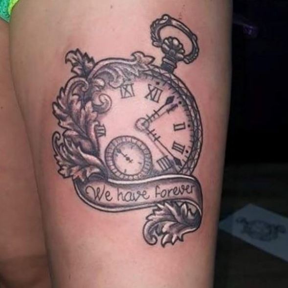 Simple Pocket Watch Tattoos Design And Ideas