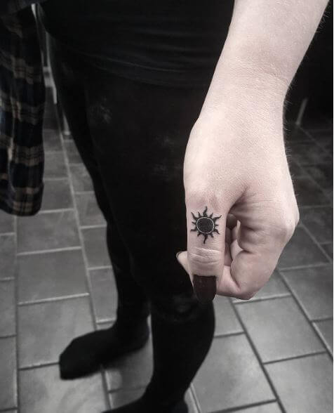 Small Sun Tattoos Design On Thumb