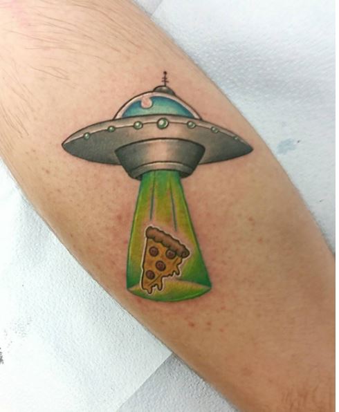 Small UFO Tattoos On Forearm