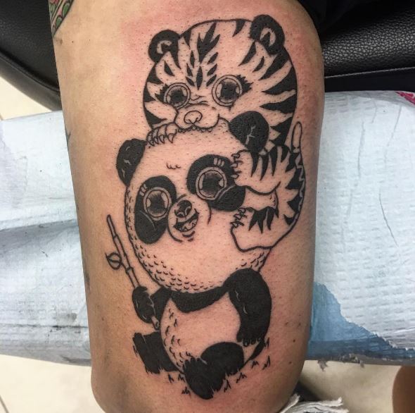 Tiger And Panda Tattoos Design On Hands