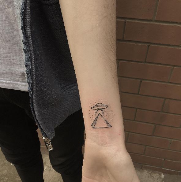 Tiny UFO Tattoos Design On Wrist