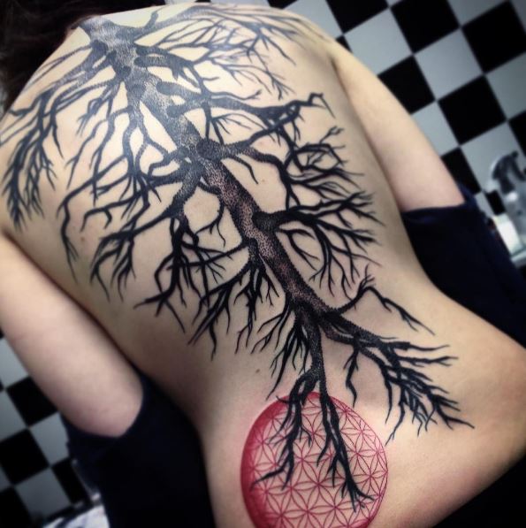 Tree Full Back Tattoos Design For Men