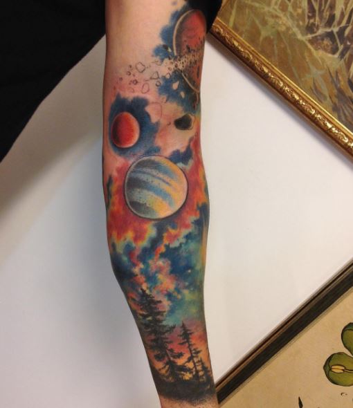 Water Color Planet Tattoos Design And Ideas