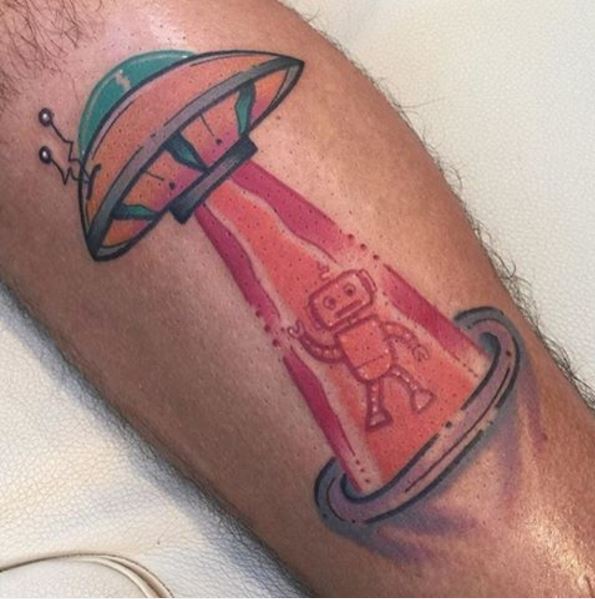 Water Color UFO Tattoos Design And Ideas