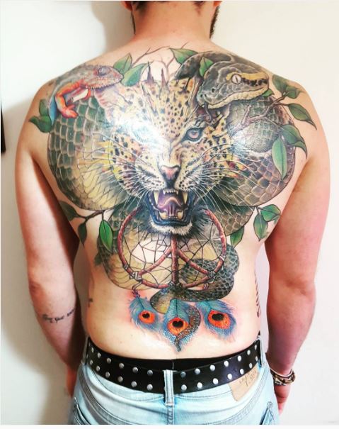 Wild Animal Full Back Tattoos Design And Ideas