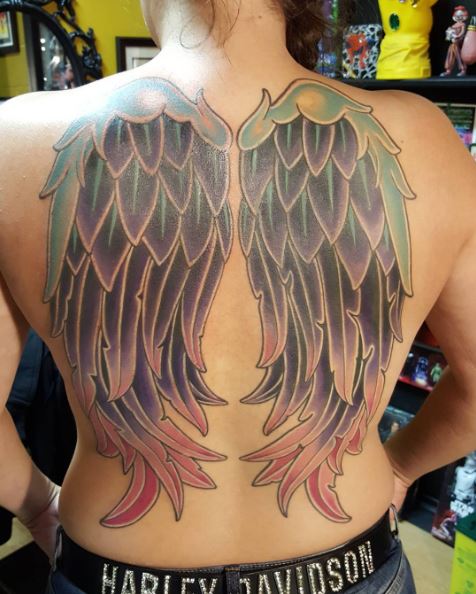 Wing Full Back Tattoos Design