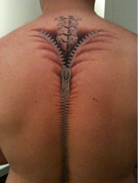 Zip Spine Tattoos Design Back For Men