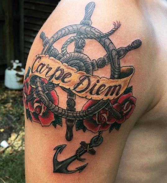 Anchor With Carpe Diem Tattoos