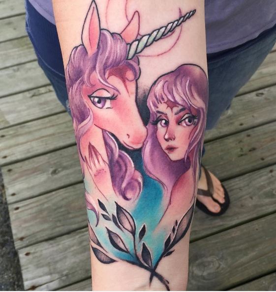 Angle With Unicorn Tattoos