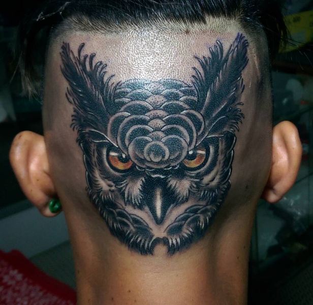 Badass Owl Tattoos On Head