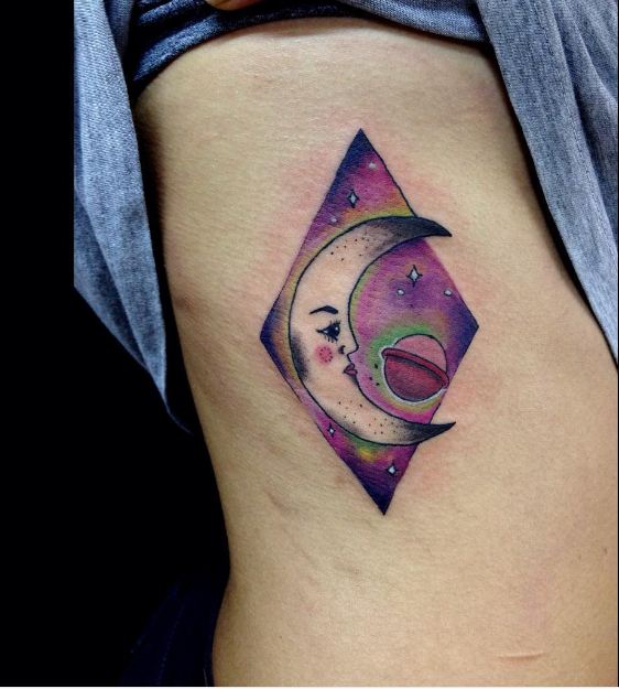 Best Moon Tattoos On Rib