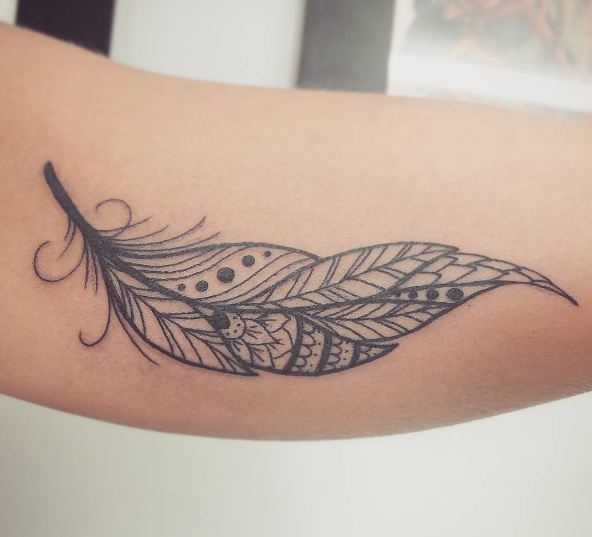 Bicep Feather Tattoos