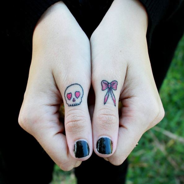 Bow Tattoos On Finger