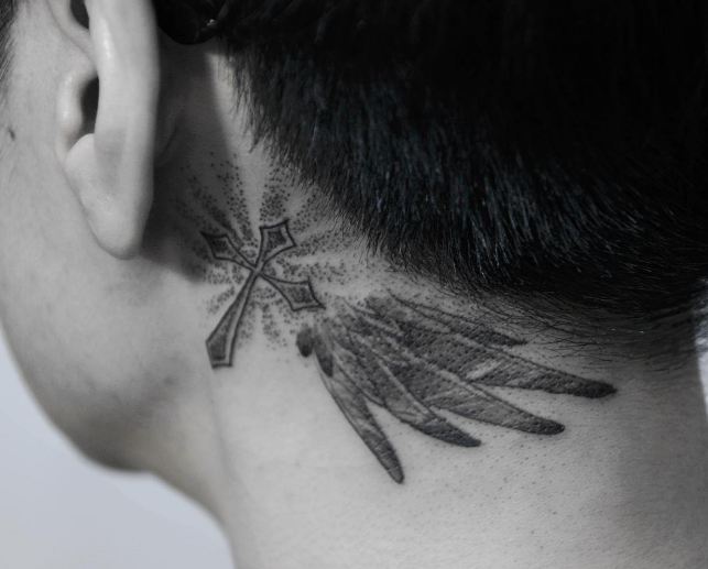 Cross Tattoos Behind Ear
