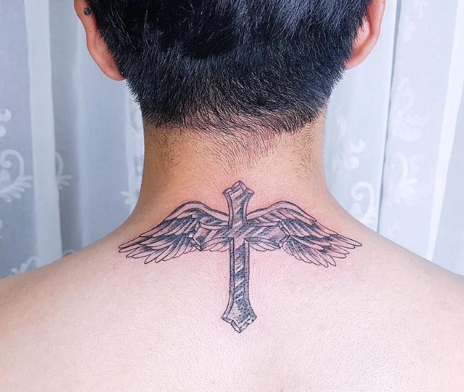 Cross Tattoos On Back Of Neck