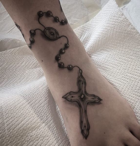 Cross Tattoos On Feet