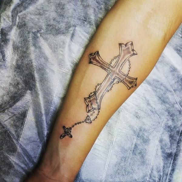 Cross With Banners Tattoos (8)