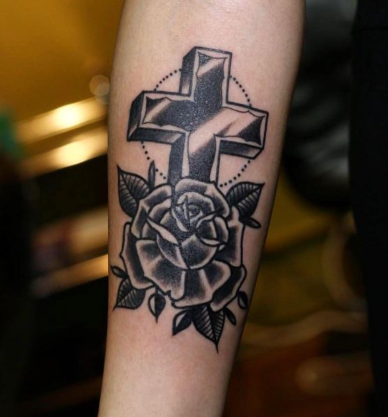 Cross With Flowers Tattoos