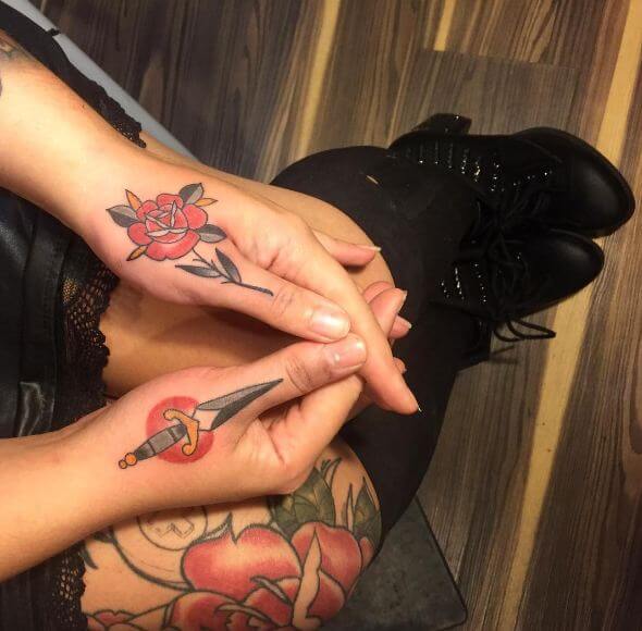 Dagger Tattoos On Hand