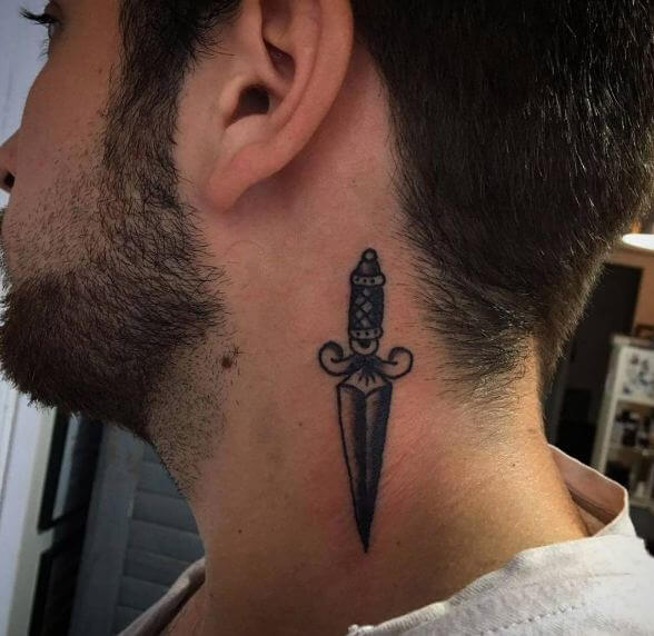 Dagger Tattoos On Neck