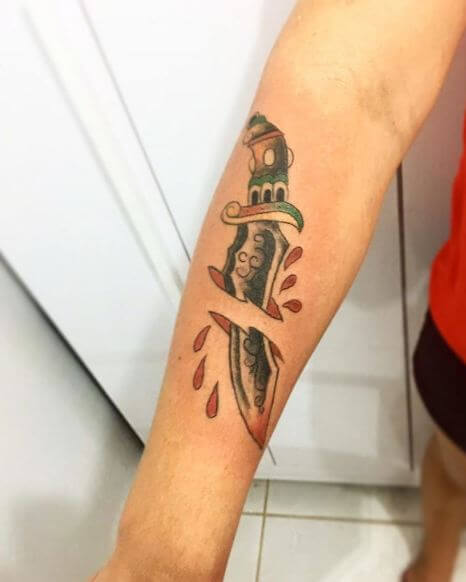 Dagger Tattoos On Sleeve