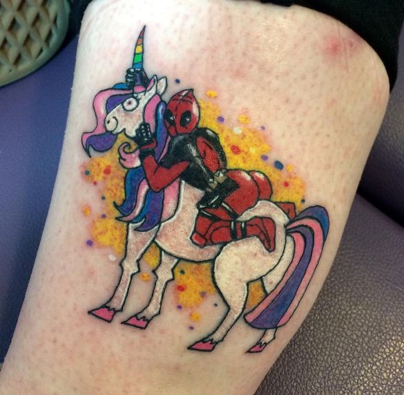Deadpool And Unicorn Tattoos