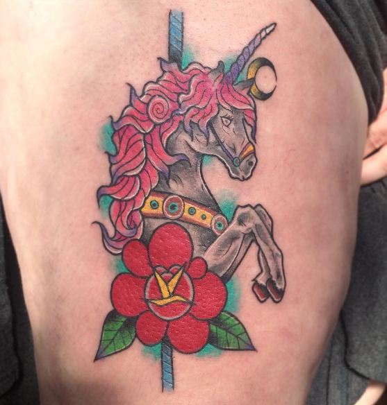 Flower With Unicorn Tattoos