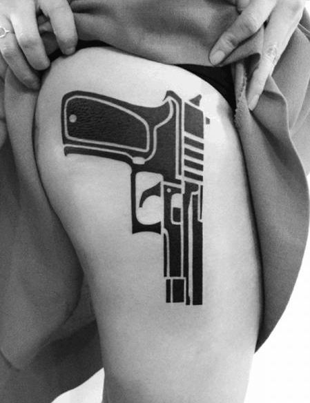 Gun Tattoos On Thigh