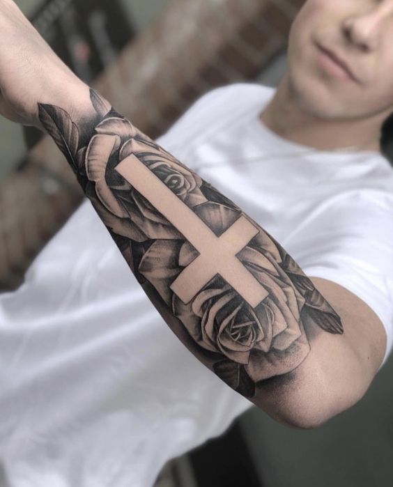Half Sleeve Cross Tattoo (5)