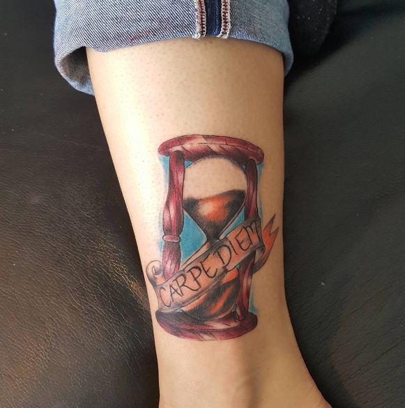 Hourglass With Carpe Diem Tattoos