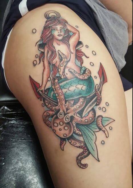 Mermaid And Octopus Tattoos