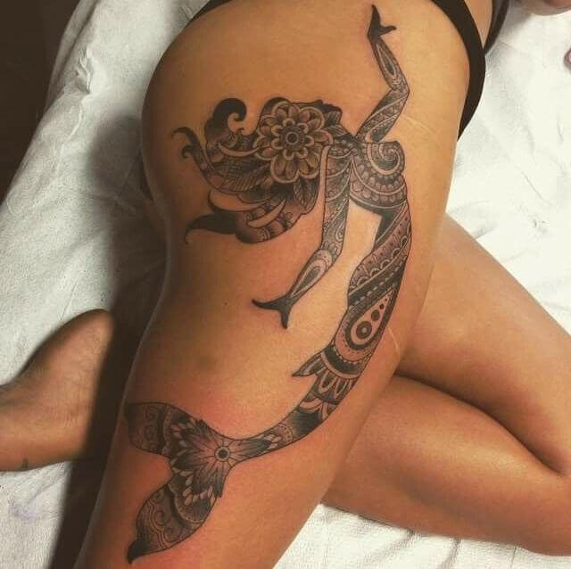 Mermaid Tattoos On Thigh