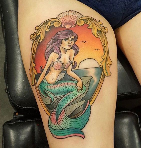 Mermaid Thigh Tattoos