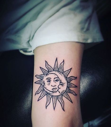 Moon And Sun Bicep Tattoos