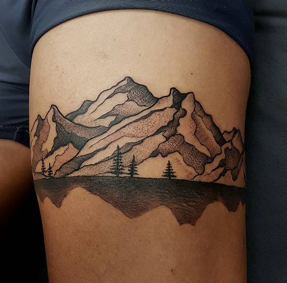 Mountain Thigh Tattoos