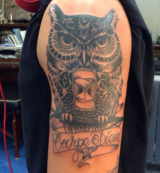 Owl And Carpe Diem Tattoos