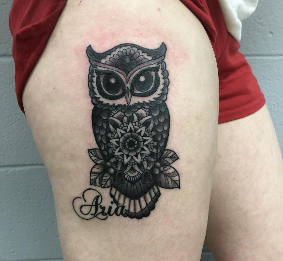 Owl Thigh Tattoos