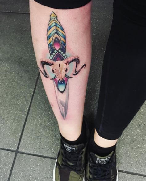 Ramskull And Dagger Tattoos