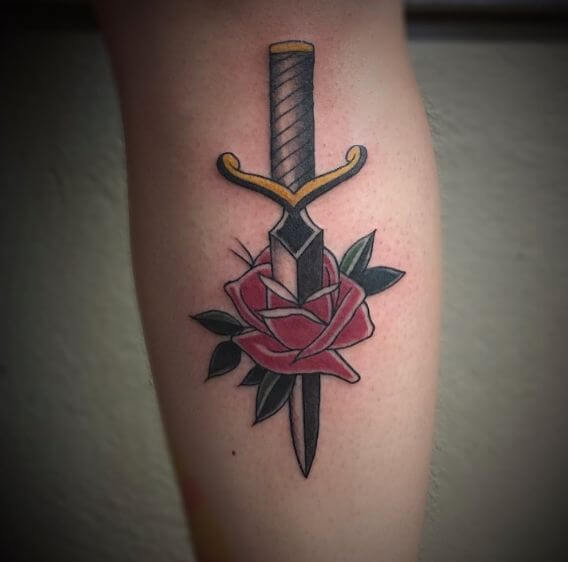 Rose And Dagger Tattoos Design